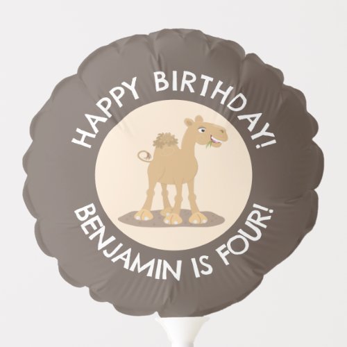 Cute happy camel personalized birthday cartoon balloon