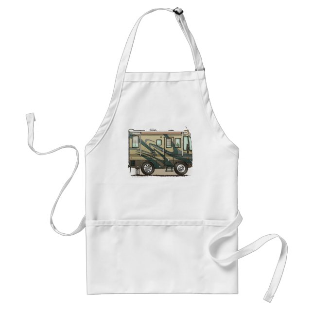 Cute Happy Camper Big RV Coach Motorhome Adult Apron (Front)