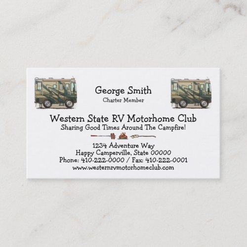 Cute Happy Camper Big RV Coach Motorhome Business Card