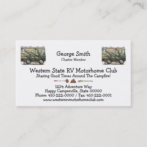 Customizable Cute Happy Camper Big RV Coach Motorhome Business Cards