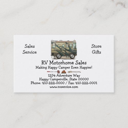 Cute Happy Camper Big RV Coach Motorhome Business Card