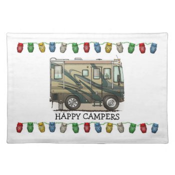 Cute Happy Camper Big Rv Coach Motorhome Cloth Placemat by art1st at Zazzle