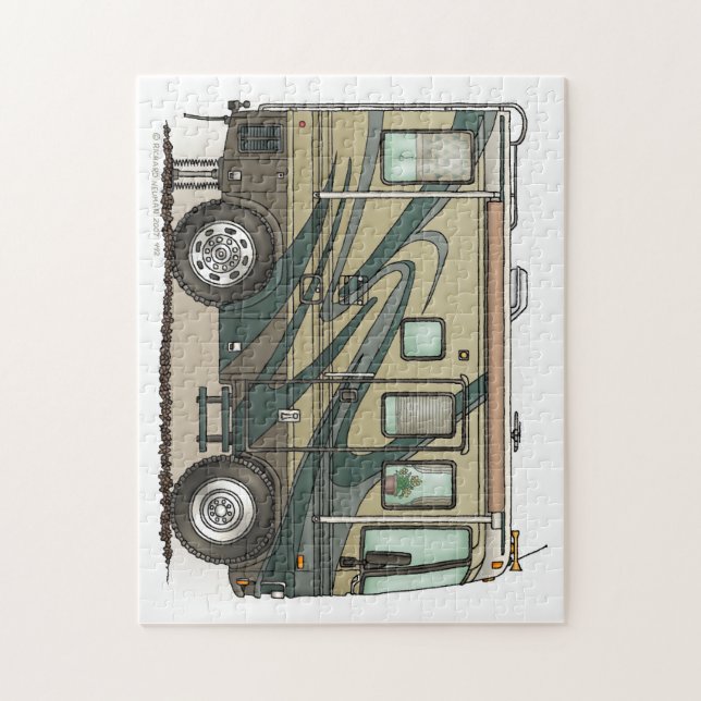 Cute Happy Camper Big RV Coach Motorhome Jigsaw Puzzle (Vertical)