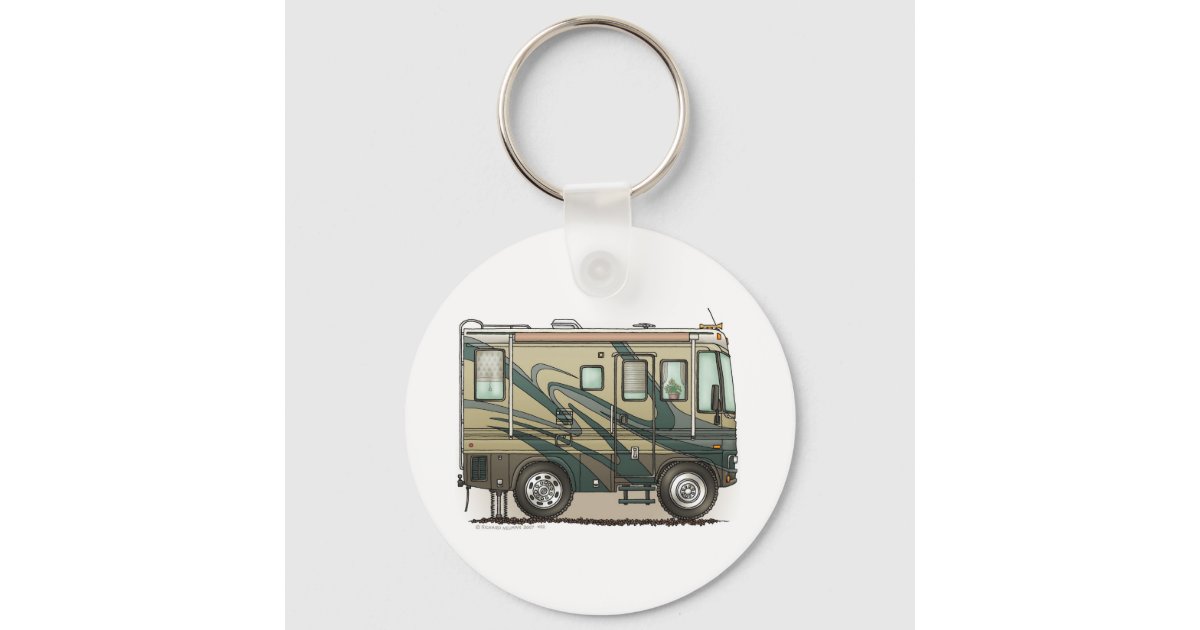 Cute Happy Camper Big RV Coach Motorhome Keychain Zazzle