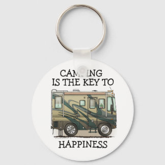 Cute Happy Camper Big RV Coach Motorhome Keychain