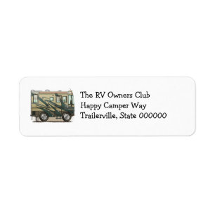 Cute Happy Camper Big RV Coach Motorhome Label