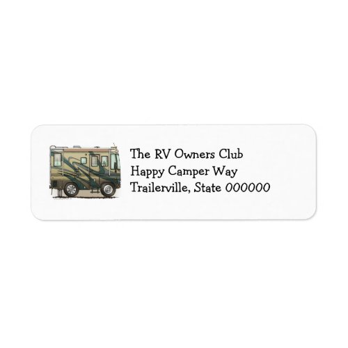 Cute Happy Camper Big RV Coach Motorhome Label
