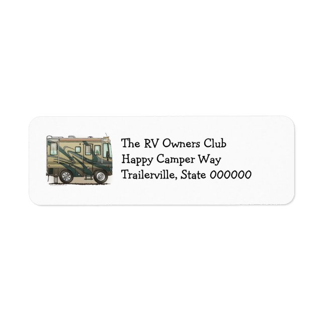 Cute Happy Camper Big RV Coach Motorhome Label (Front)