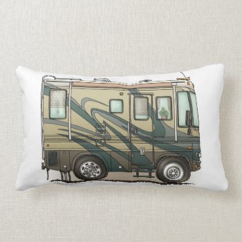 Cute Happy Camper Big Rv Coach Motorhome Lumbar Pillow by art1st at Zazzle