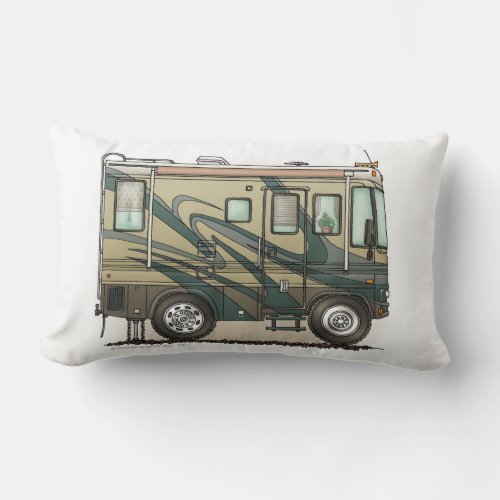 Cute Happy Camper Big RV Coach Motorhome Lumbar Pillow