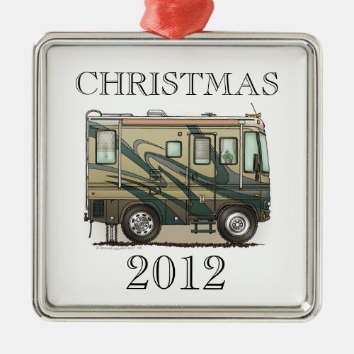 Cute Happy Camper Big RV Coach Motorhome Metal Ornament