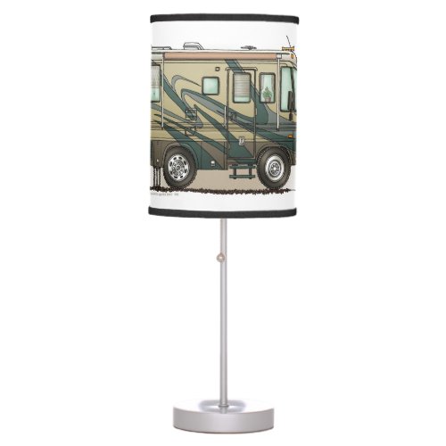 Cute Happy Camper Big RV Coach Motorhome Table Lamp