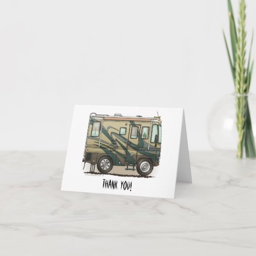 Cute Happy Camper Big RV Coach Motorhome Thank You Card