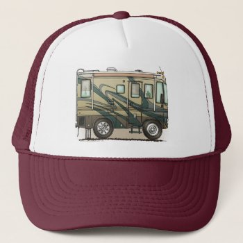 Cute Happy Camper Big Rv Coach Motorhome Trucker Hat by art1st at Zazzle