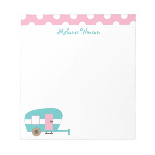 Cute Happy Camper Personalized Notepad