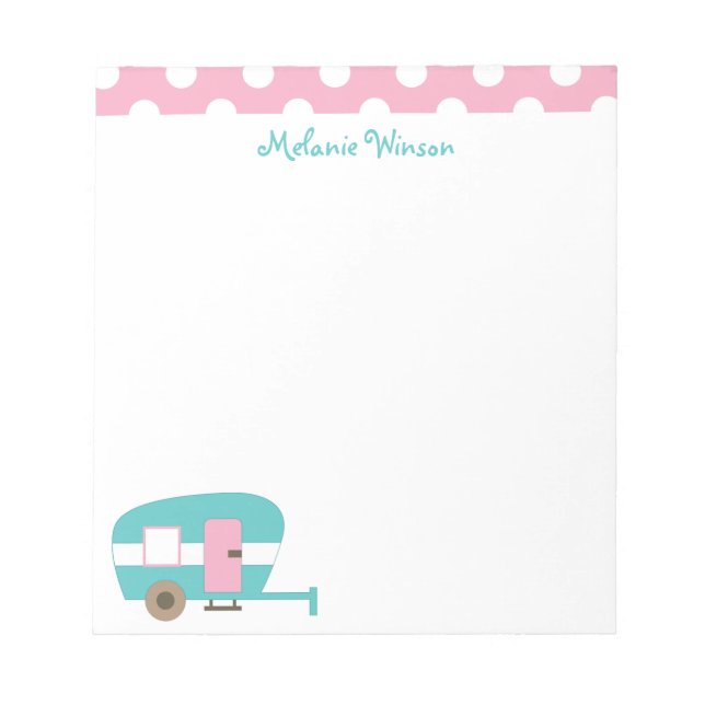 Cute Happy Camper Personalized Notepad (Front)