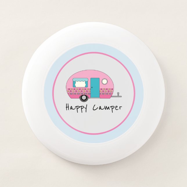 Cute Happy Camper Pink RV  Wham-O Frisbee (Front)