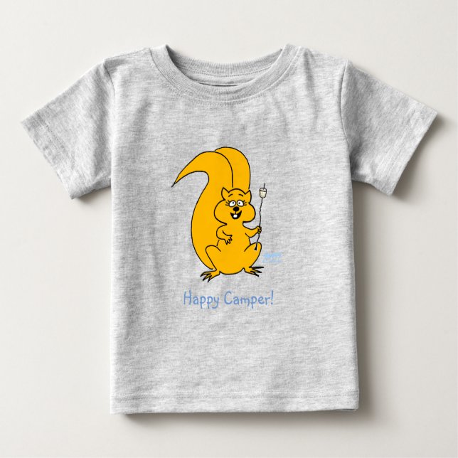 Cute Happy Camper Squirrel Summer Baby T-Shirt (Front)