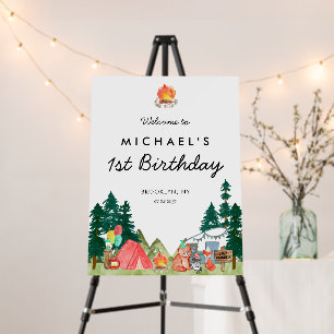 Cute Happy Camper Van Trees Camping Kids Birthday Foam Board