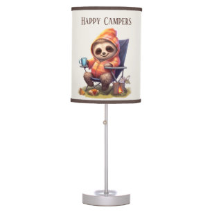 Cute happy campers sloth add text table lamp