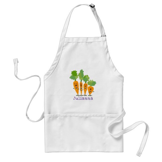 Cute happy carrot quartet cartoon illustration adult apron (Front)