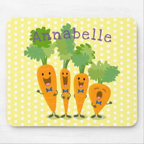 Cute happy carrot quartet cartoon illustration mouse pad