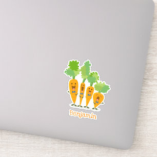 Cute happy carrot quartet cartoon illustration sticker
