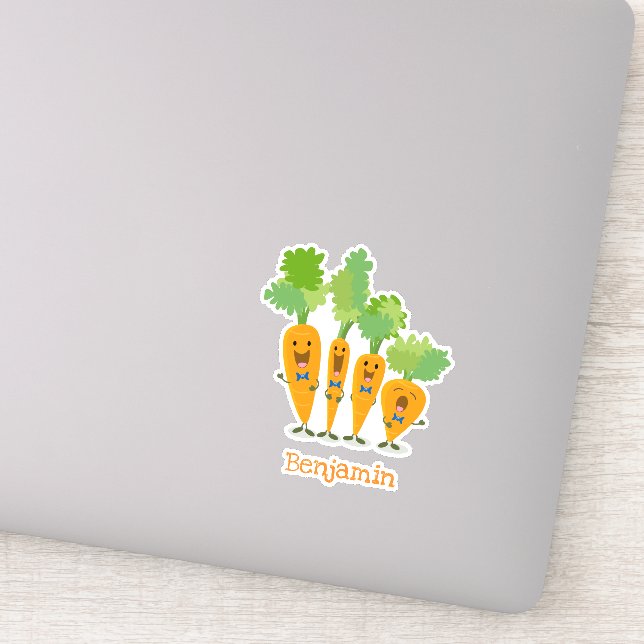 Cute happy carrot quartet cartoon illustration sticker (Detail)