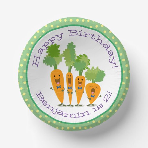 Cute happy carrots cartoon illustration paper bowls