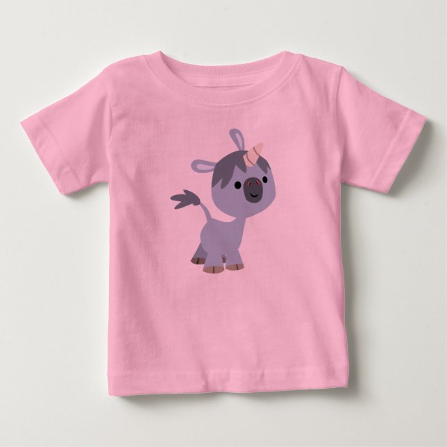 Cute Happy Cartoon Baby Unicorn Baby T-Shirt (Front)
