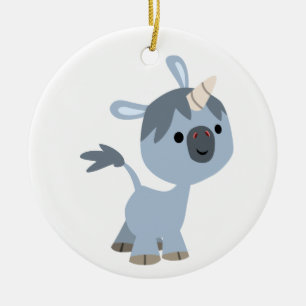 Cute Happy Cartoon Baby Unicorn Ornament
