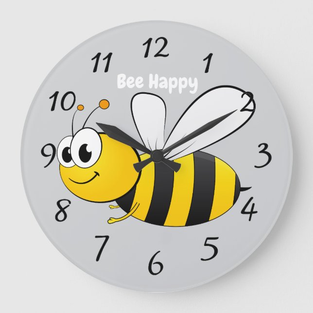 cute happy cartoon bee large clock (Front)