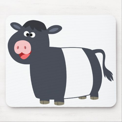 Cute Happy Cartoon Belted Galloway Cow Mousepad