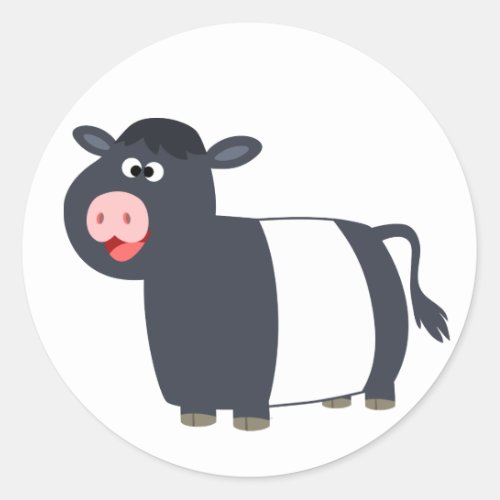 Cute Happy Cartoon Belted Galloway Cow Sticker