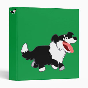 Cute Happy Cartoon Border Collie 3 Ring Binder