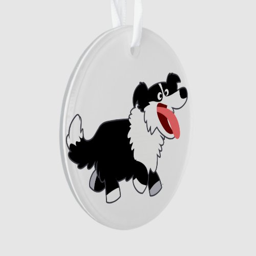 Cute Happy Cartoon Border Collie Acrylic Ornament