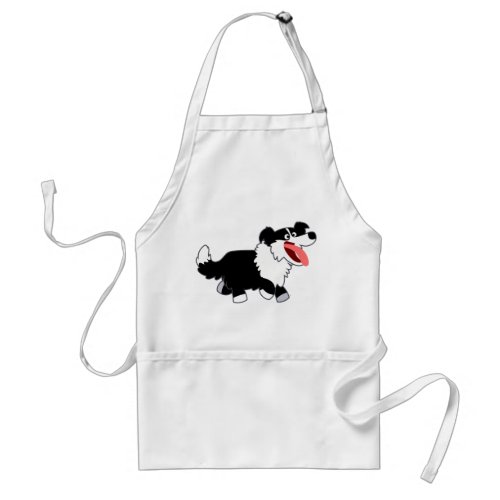 Cute Happy Cartoon Border Collie Apron