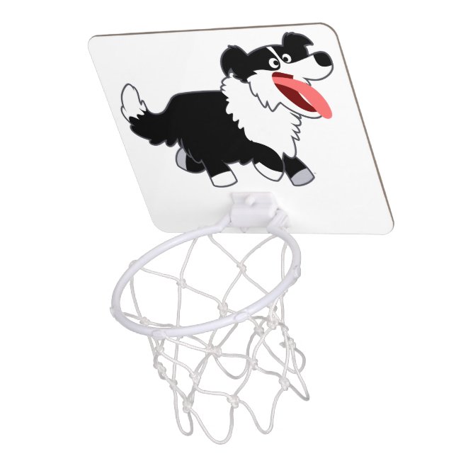 Cute Happy Cartoon Border Collie Basketball Hoop (Above)