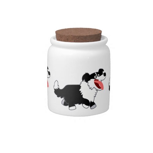 Cute Happy Cartoon Border Collie Candy Jar