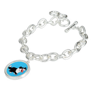 Cute Happy Cartoon Border Collie Charm Bracelet