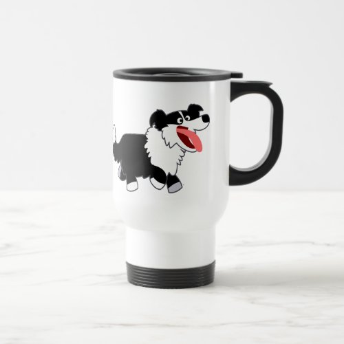 Cute Happy Cartoon Border Collie Commuter Mug