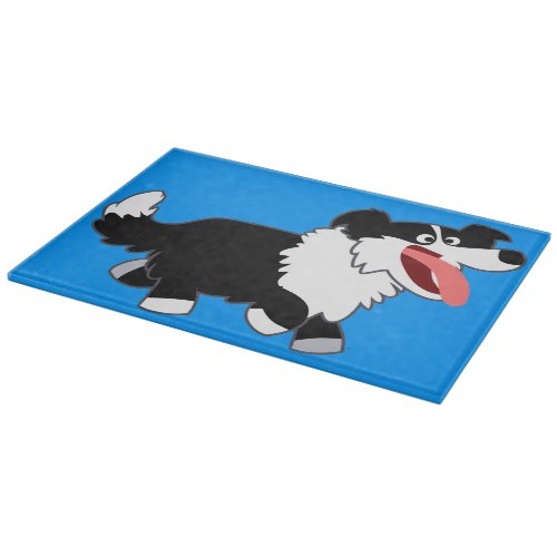 Cute Happy Cartoon Border Collie Cutting Board