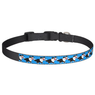 Cute Happy Cartoon Border Collie Dog Collar