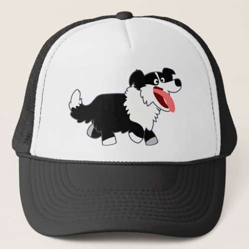 Cute Happy Cartoon Border Collie Hat