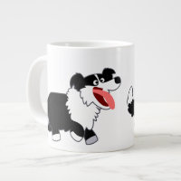 Cute Happy Cartoon Border Collie Jumbo Mug