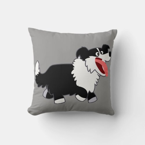 Cute Happy Cartoon Border Collie Pillow