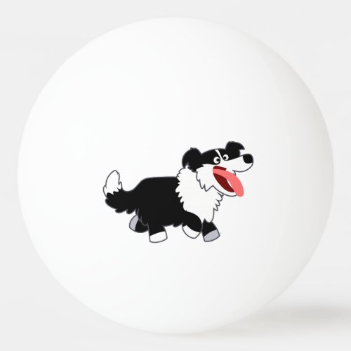 Cute Happy Cartoon Border Collie Ping Pong Ball