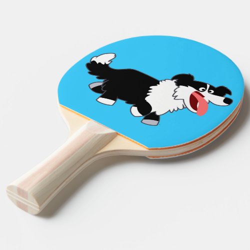 Cute Happy Cartoon Border Collie Ping Pong Paddle