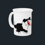 Cute Happy Cartoon Border Collie Pitcher<br><div class="desc">Happy cartoon border collie by Cheerful Madness!! Fully customizable and available on various products.</div>