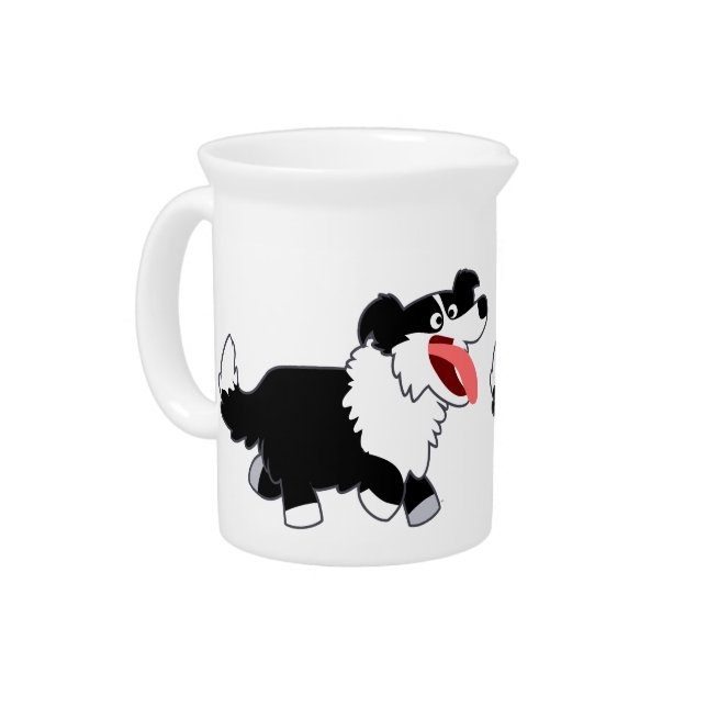 Cute Happy Cartoon Border Collie Pitcher (Left)